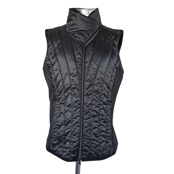 ANATOMIE Black Jocey Long Collar Puffy Vest Size Large Modern Minimalist - Picture 2 of 10